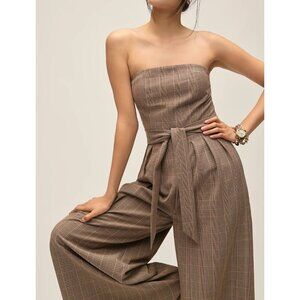 Corey Lynn Calter Plaid Strapless Jumpsuit L